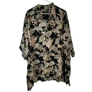 Tori Richard Mens Black Hawaiian Shirt 5XB  Made In Hawaii Button Short Sleeve